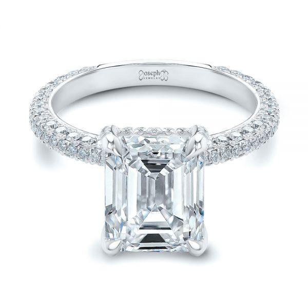 14k White Gold 14k White Gold Full Pave Diamond Engagement Ring - Flat View -  107607