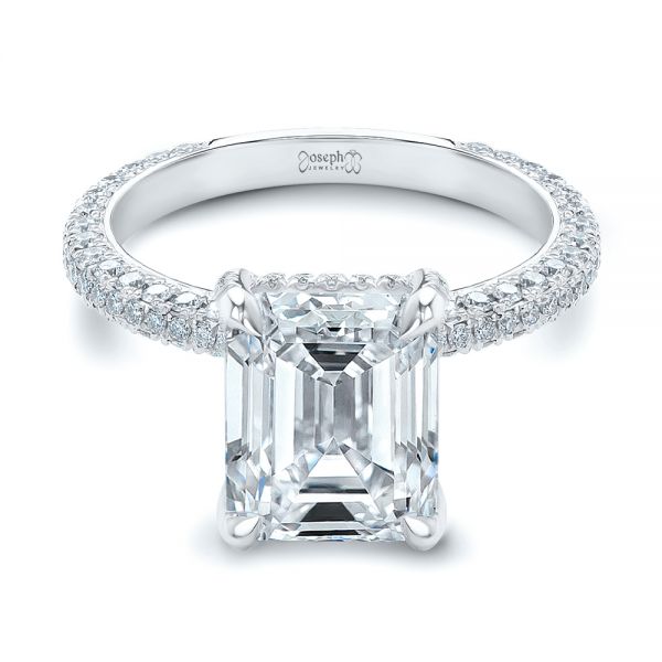 Platinum Platinum Full Pave Diamond Engagement Ring - Flat View - 107607