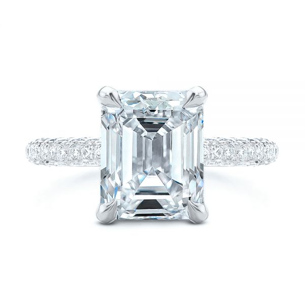 18k White Gold 18k White Gold Full Pave Diamond Engagement Ring - Top View -  107607