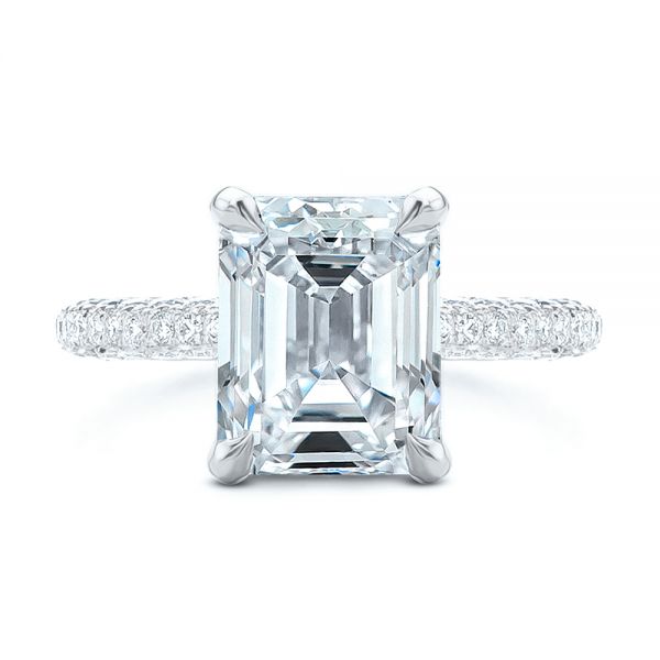 Platinum Platinum Full Pave Diamond Engagement Ring - Top View - 107607