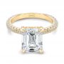 14k Yellow Gold Full Pave Diamond Engagement Ring - Flat View -  107607 - Thumbnail