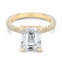 18k Yellow Gold 18k Yellow Gold Full Pave Diamond Engagement Ring - Flat View -  107607 - Thumbnail