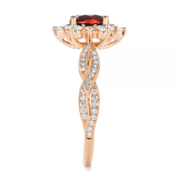 14k Rose Gold 14k Rose Gold Garnet And Diamond Cluster Halo Engagement Ring - Side View - 104866