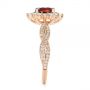 18k Rose Gold 18k Rose Gold Garnet And Diamond Cluster Halo Engagement Ring - Side View -  104866 - Thumbnail