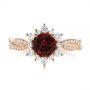 18k Rose Gold 18k Rose Gold Garnet And Diamond Cluster Halo Engagement Ring - Top View -  104866 - Thumbnail
