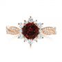 14k Rose Gold 14k Rose Gold Garnet And Diamond Cluster Halo Engagement Ring - Top View -  104866 - Thumbnail