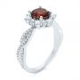 14k White Gold 14k White Gold Garnet And Diamond Cluster Halo Engagement Ring - Three-Quarter View -  104866 - Thumbnail