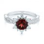  Platinum Platinum Garnet And Diamond Cluster Halo Engagement Ring - Flat View -  104866 - Thumbnail