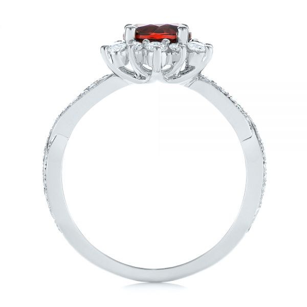 18k White Gold 18k White Gold Garnet And Diamond Cluster Halo Engagement Ring - Front View -  104866