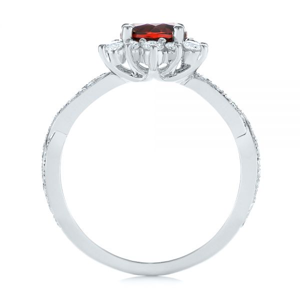 14k White Gold 14k White Gold Garnet And Diamond Cluster Halo Engagement Ring - Front View - 104866