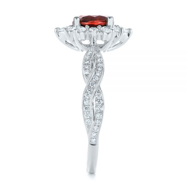 18k White Gold 18k White Gold Garnet And Diamond Cluster Halo Engagement Ring - Side View -  104866