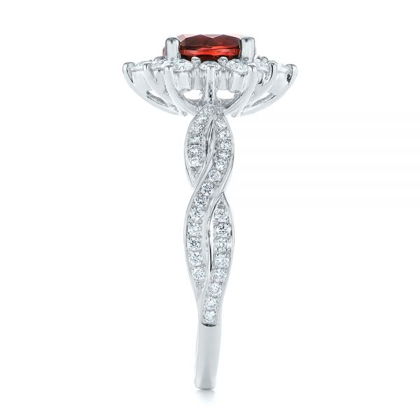 14k White Gold 14k White Gold Garnet And Diamond Cluster Halo Engagement Ring - Side View - 104866