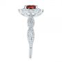 14k White Gold 14k White Gold Garnet And Diamond Cluster Halo Engagement Ring - Side View -  104866 - Thumbnail