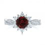 14k White Gold 14k White Gold Garnet And Diamond Cluster Halo Engagement Ring - Top View -  104866 - Thumbnail