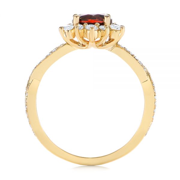 14k Yellow Gold 14k Yellow Gold Garnet And Diamond Cluster Halo Engagement Ring - Front View -  104866