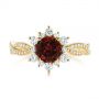 18k Yellow Gold Garnet And Diamond Cluster Halo Engagement Ring - Top View -  104866 - Thumbnail