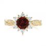 18k Yellow Gold Garnet And Diamond Cluster Halo Engagement Ring - Top View -  104866 - Thumbnail
