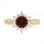 14k Yellow Gold 14k Yellow Gold Garnet And Diamond Cluster Halo Engagement Ring - Top View -  104866 - Thumbnail