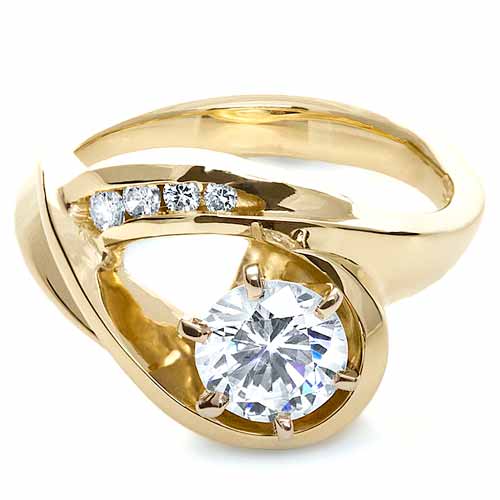  18K Gold 18K Gold Diamond Engagement Ring - Flat View -  217 - Thumbnail