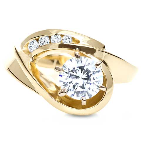  18K Gold 18K Gold Diamond Engagement Ring - Top View -  217 - Thumbnail