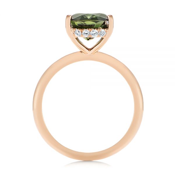 18k Rose Gold 18k Rose Gold Green Sapphire And Hidden Halo Diamond Engagement Ring - Front View - 105861