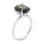 18k White Gold 18k White Gold Green Sapphire And Hidden Halo Diamond Engagement Ring - Three-Quarter View -  105861 - Thumbnail