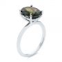  Platinum Platinum Green Sapphire And Hidden Halo Diamond Engagement Ring - Three-Quarter View -  105861 - Thumbnail