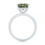 18k White Gold 18k White Gold Green Sapphire And Hidden Halo Diamond Engagement Ring - Front View -  105861 - Thumbnail