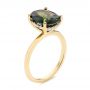 14k Yellow Gold Green Sapphire And Hidden Halo Diamond Engagement Ring - Three-Quarter View -  105861 - Thumbnail