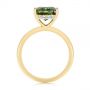 18k Yellow Gold 18k Yellow Gold Green Sapphire And Hidden Halo Diamond Engagement Ring - Front View -  105861 - Thumbnail