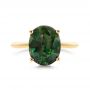 14k Yellow Gold Green Sapphire And Hidden Halo Diamond Engagement Ring - Top View -  105861 - Thumbnail