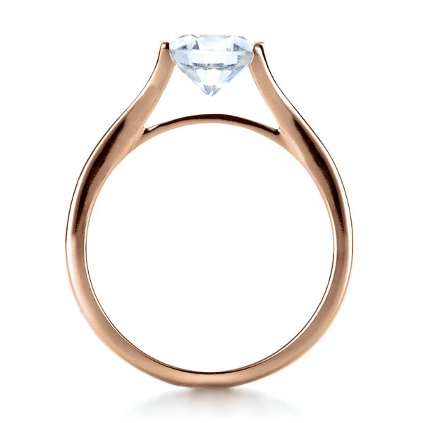 14k Rose Gold 14k Rose Gold Half Bezel Diamond Engagement Ring - Front View -  1258