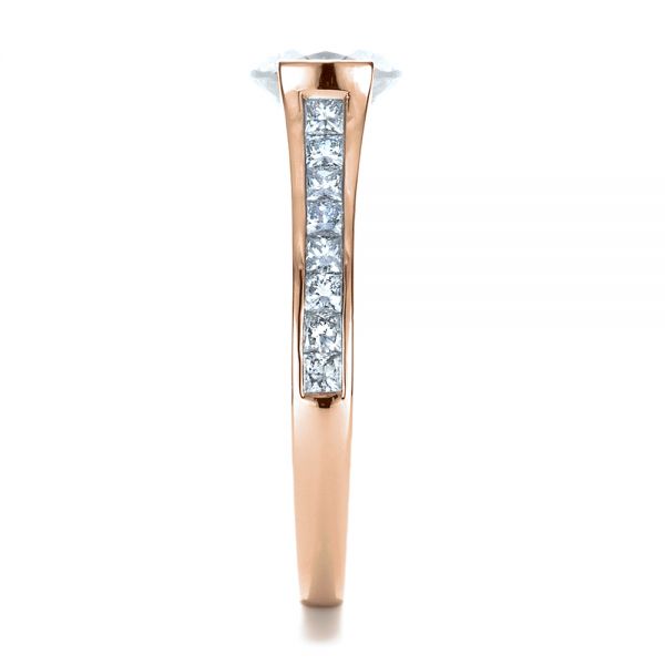 18k Rose Gold 18k Rose Gold Half Bezel Diamond Engagement Ring - Side View -  1258