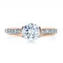 18k Rose Gold 18k Rose Gold Half Bezel Diamond Engagement Ring - Top View -  1258 - Thumbnail