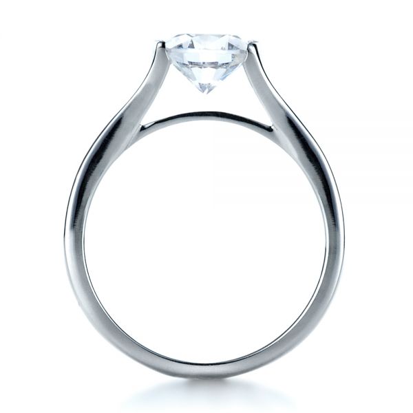 18k White Gold Half Bezel Diamond Engagement Ring - Front View - 1258
