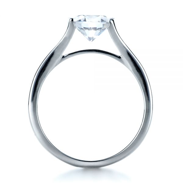 14k White Gold 14k White Gold Half Bezel Diamond Engagement Ring - Front View -  1258