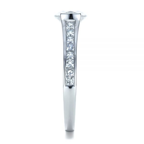 18k White Gold Half Bezel Diamond Engagement Ring - Side View - 1258
