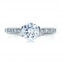 14k White Gold 14k White Gold Half Bezel Diamond Engagement Ring - Top View -  1258 - Thumbnail