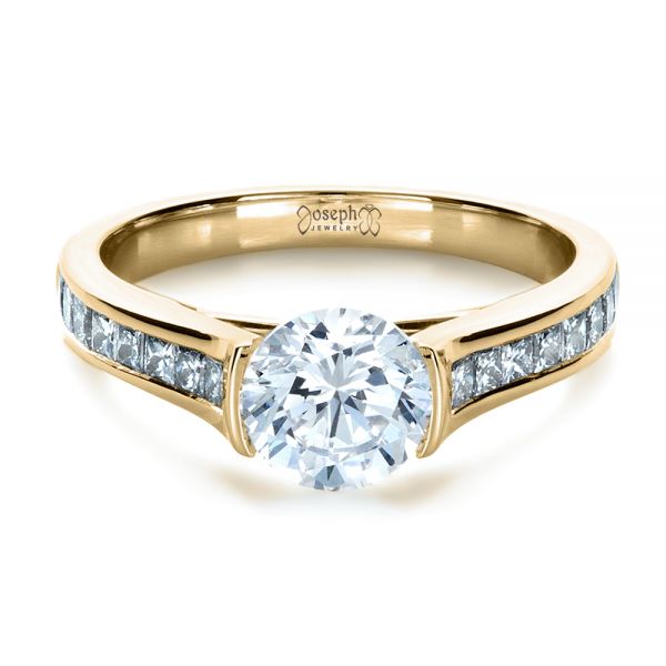 18k Yellow Gold 18k Yellow Gold Half Bezel Diamond Engagement Ring - Flat View -  1258
