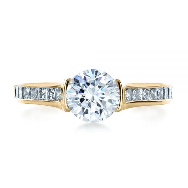 14k Yellow Gold 14k Yellow Gold Half Bezel Diamond Engagement Ring - Top View - 1258