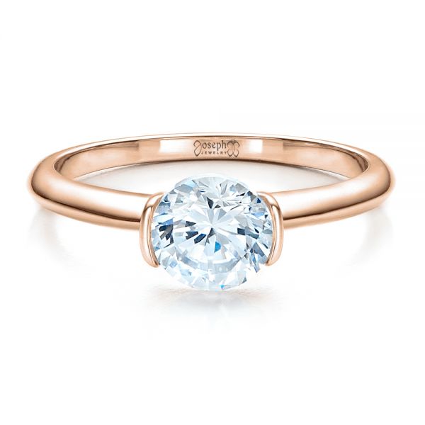 14k Rose Gold 14k Rose Gold Half Bezel Diamond Solitaire Engagement Ring - Flat View -  1480