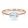 18k Rose Gold 18k Rose Gold Half Bezel Diamond Solitaire Engagement Ring - Flat View -  1480 - Thumbnail