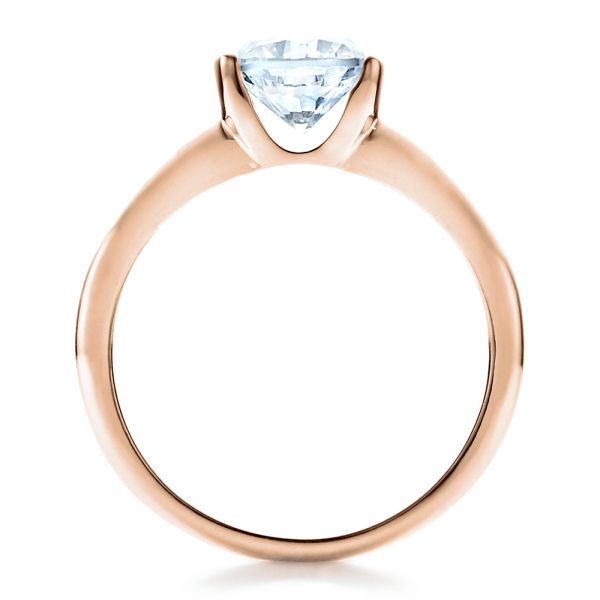 18k Rose Gold 18k Rose Gold Half Bezel Diamond Solitaire Engagement Ring - Front View -  1480