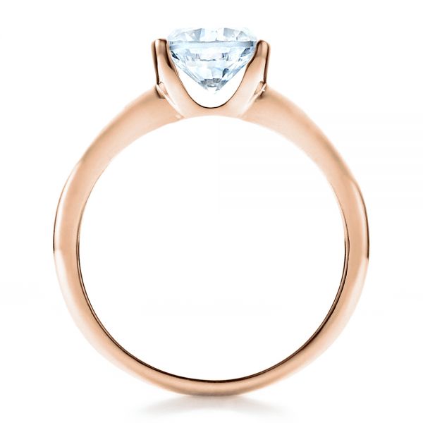 14k Rose Gold 14k Rose Gold Half Bezel Diamond Solitaire Engagement Ring - Front View - 1480