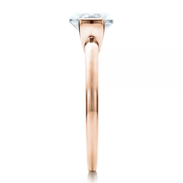 18k Rose Gold 18k Rose Gold Half Bezel Diamond Solitaire Engagement Ring - Side View -  1480