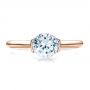 18k Rose Gold 18k Rose Gold Half Bezel Diamond Solitaire Engagement Ring - Top View -  1480 - Thumbnail