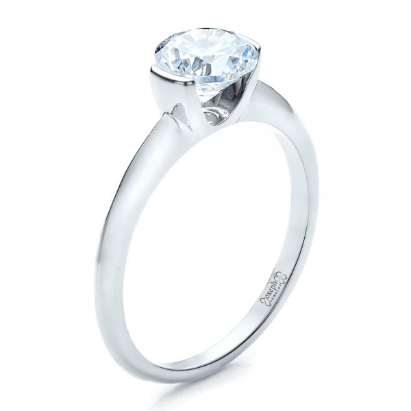 Half Bezel Diamond Solitaire Engagement Ring - Image