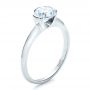 18k White Gold Half Bezel Diamond Solitaire Engagement Ring - Three-Quarter View -  1480 - Thumbnail