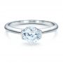 18k White Gold Half Bezel Diamond Solitaire Engagement Ring - Flat View -  1480 - Thumbnail