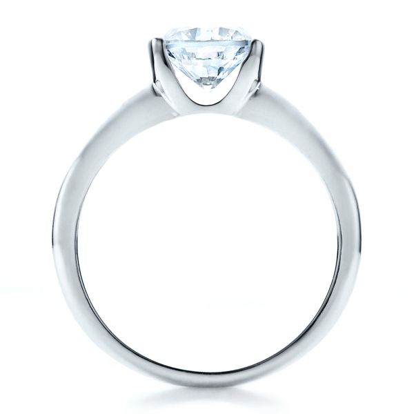 18k White Gold Half Bezel Diamond Solitaire Engagement Ring - Front View -  1480